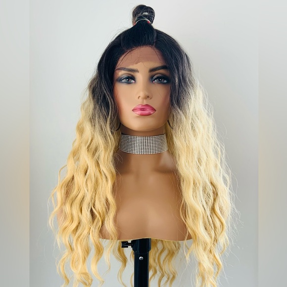 Versatile 28” Ombre Blonde 4x4 Lace Front Premium Fiber Wig - Picture 8 of 13